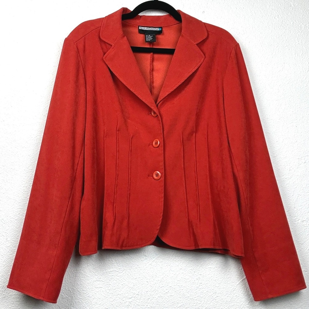Requirements Red Blazer - 16- Button Front Tailored Stretch Jacket